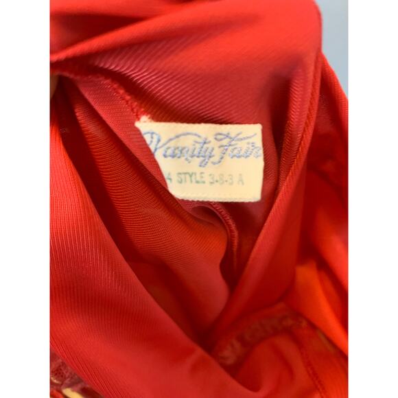 Vintage 50s Vanity Fair Slip Dress Coral Accordion Pleats Semi Sheer Nylon Lace - Picture 8 of 10